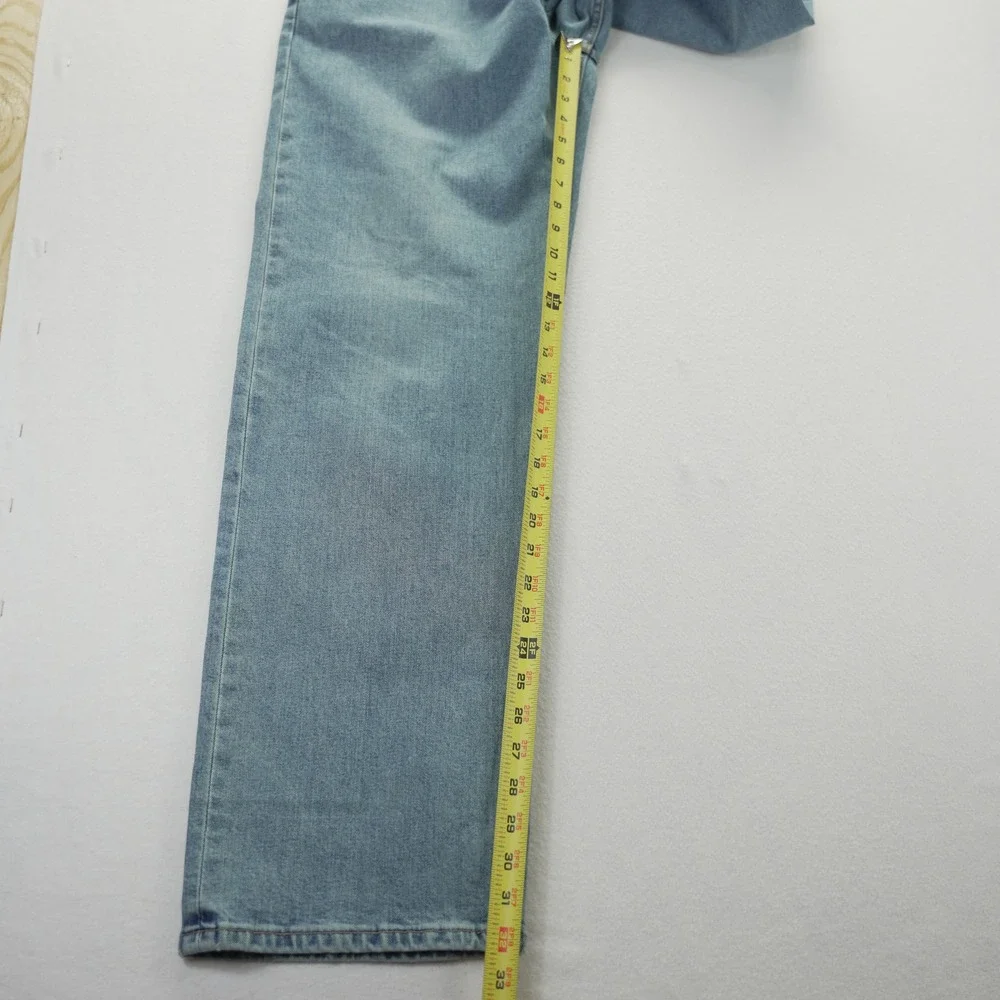 Levis 505 Regular Fit Light Wash Blue Denim Jeans Mens 42x32 Straight Leg